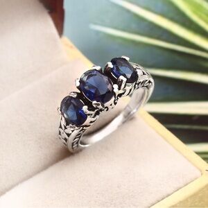 Stunning Handmade Blue Sapphire 925 Sterling Silver Ring. Very high quality!